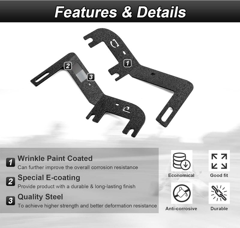 ROMELACK Hood Mount Brackets Ditch Light Pods Bracket Heavy Duty Steel Compatible with Chevrolet Colorado Fit GMC Canyon 2023-2025 - Image 2